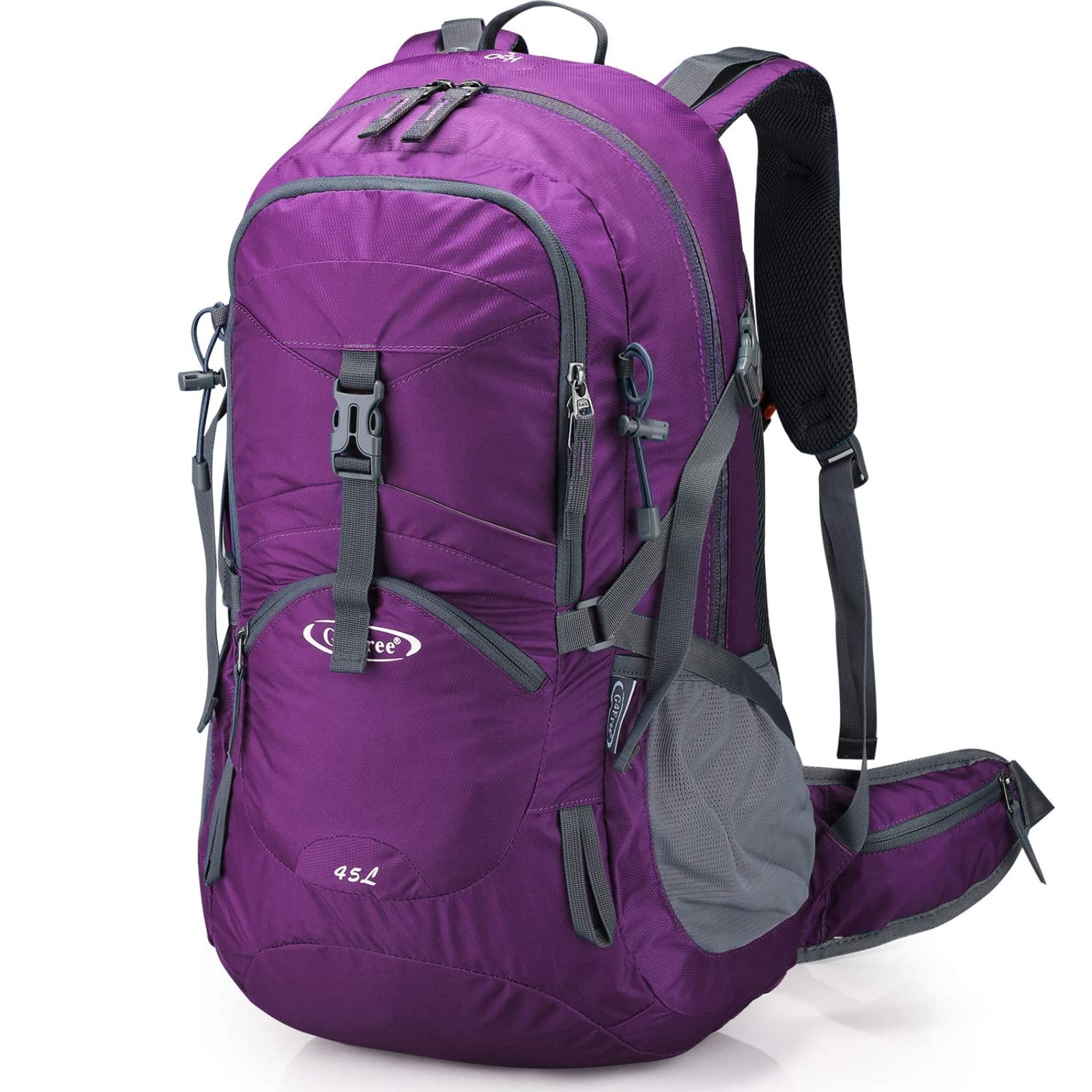G4Free 45L Waterproof Hiking Travel Backpack with Rain Cover Grey Blue