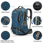 G4Free - G4Free 50L Waterproof Daypack with 2L BPA Free Bladder & Rain Cover -TN21B001A-TN21B001B-TN21B001F