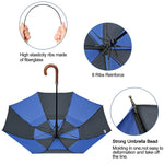 G4Free - G4Free 52/62inch Wooden J Handle Auto Open  Golf Umbrella -D02V552A-D02V657A-D02V552B-D02V657B-D02V552J