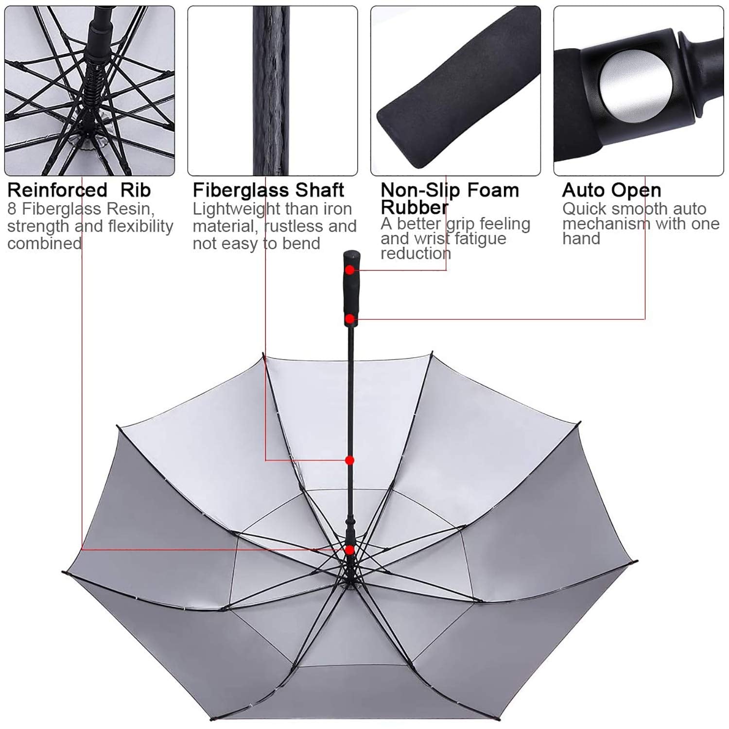 G4Free - G4Free 54/62/68 Inch UV Protection Auto Open Double Canopy Sun Rain Umbrella -D02V686A-D02V682A-D02V558A-D02V686B-D02V682B