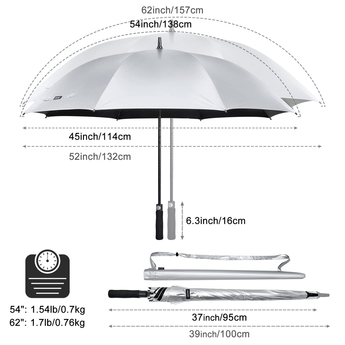 G4Free - G4Free 54/62 Inch Windproof UV Protection Golf Umbrella -TN23A187B-TN23A187A-TN23A187D-TN23A187C
