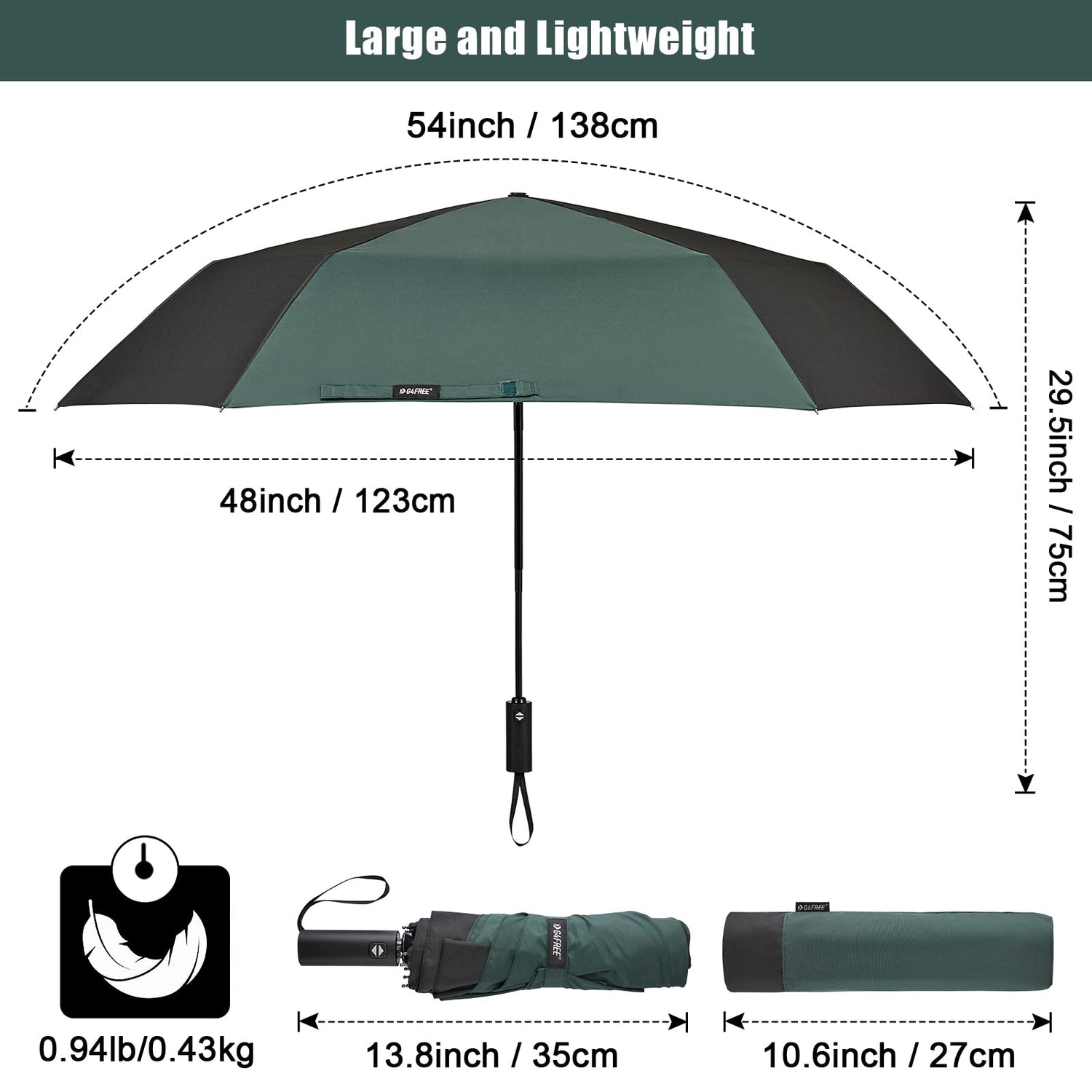 G4Free - G4Free 54 Inch Large Golf Umbrella -TN22A131B-TN22A131C-TN22A131A-TN22A131D