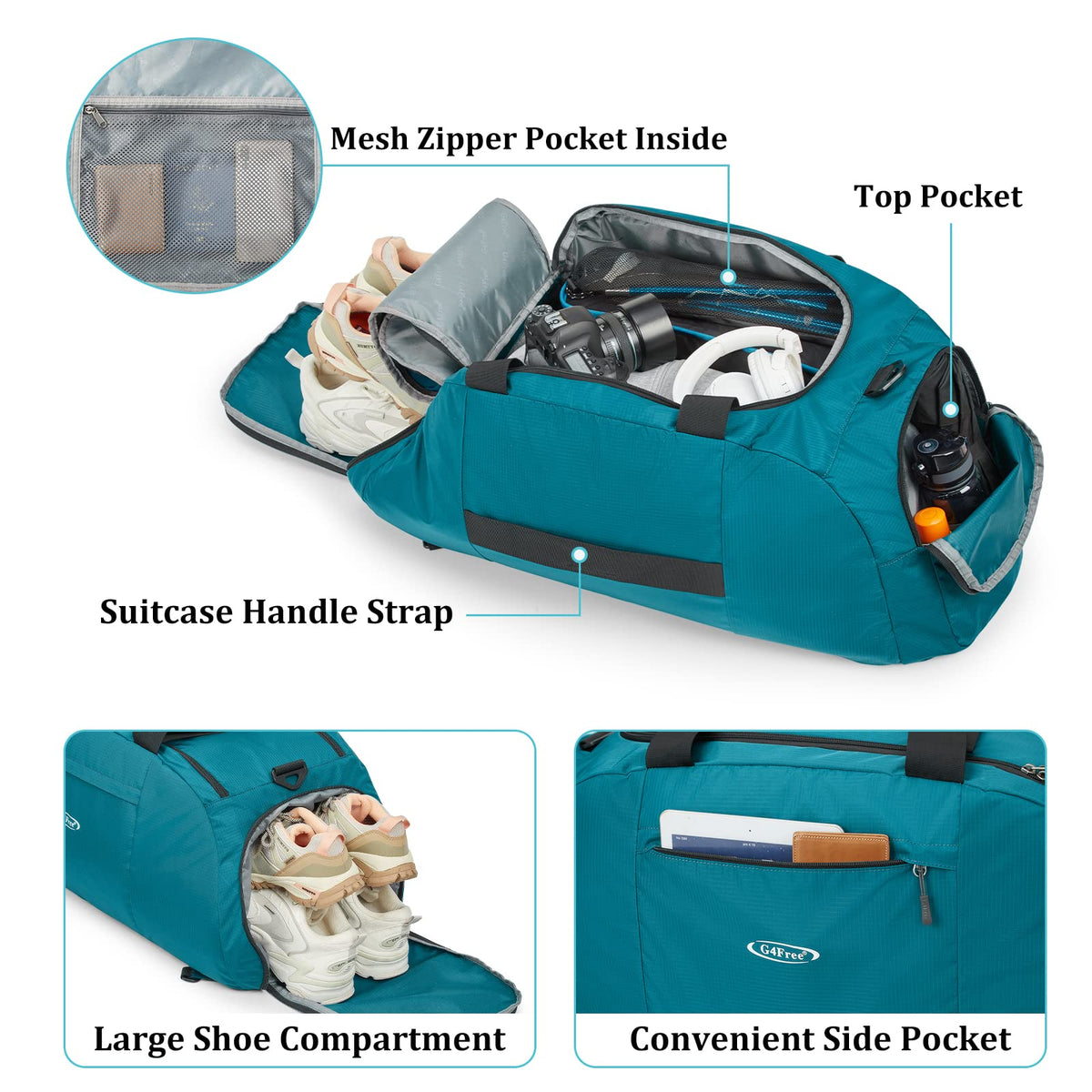 G4Free - G4Free 70L Large 3-Way Duffle Backpack Gym Bag with Shoe Compartment -TN22B134C-TN22B134B-TN22B134A