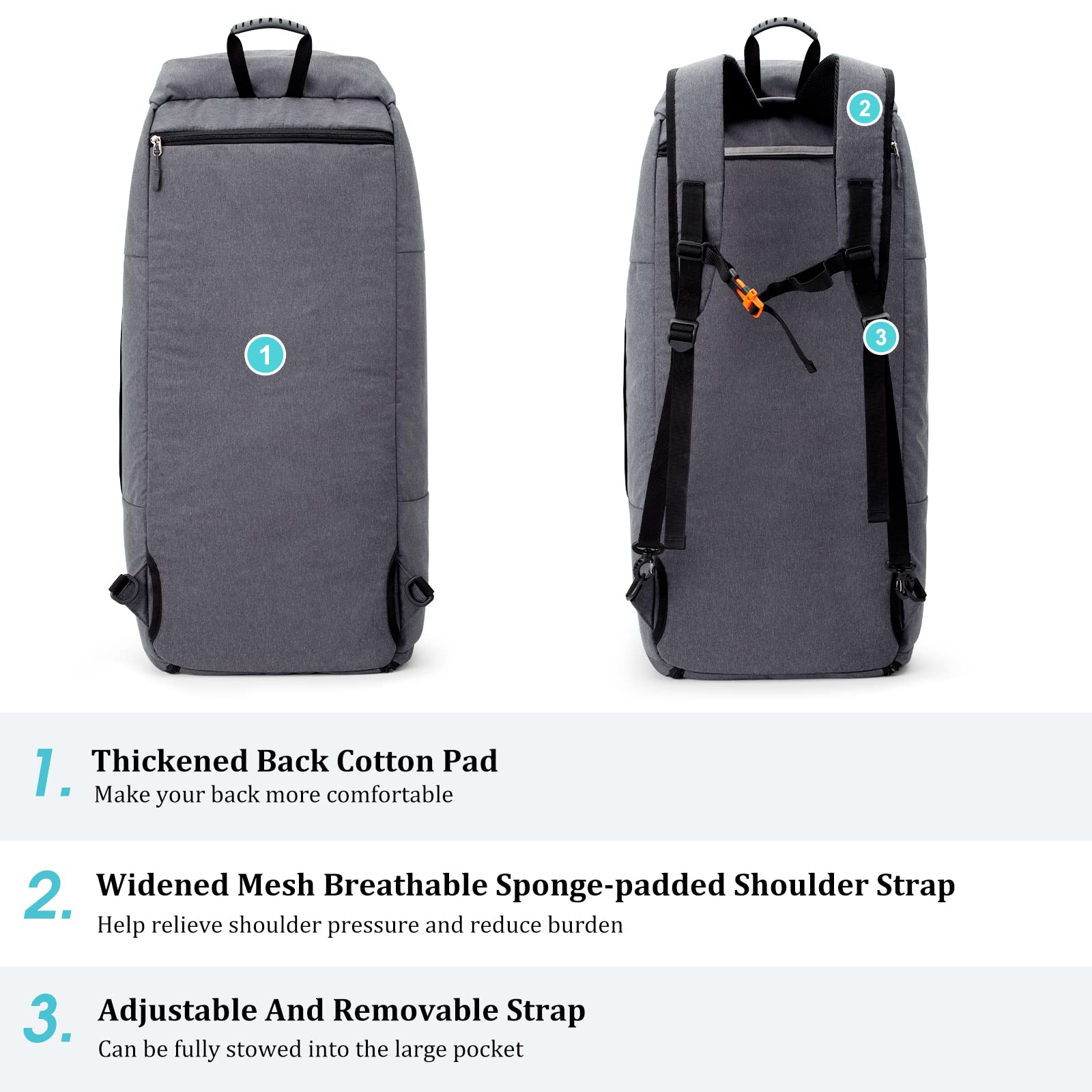 G4Free - G4Free 70L Large 3-Way Duffle Backpack Gym Bag with Shoe Compartment -TN22B134C-TN22B134B-TN22B134A