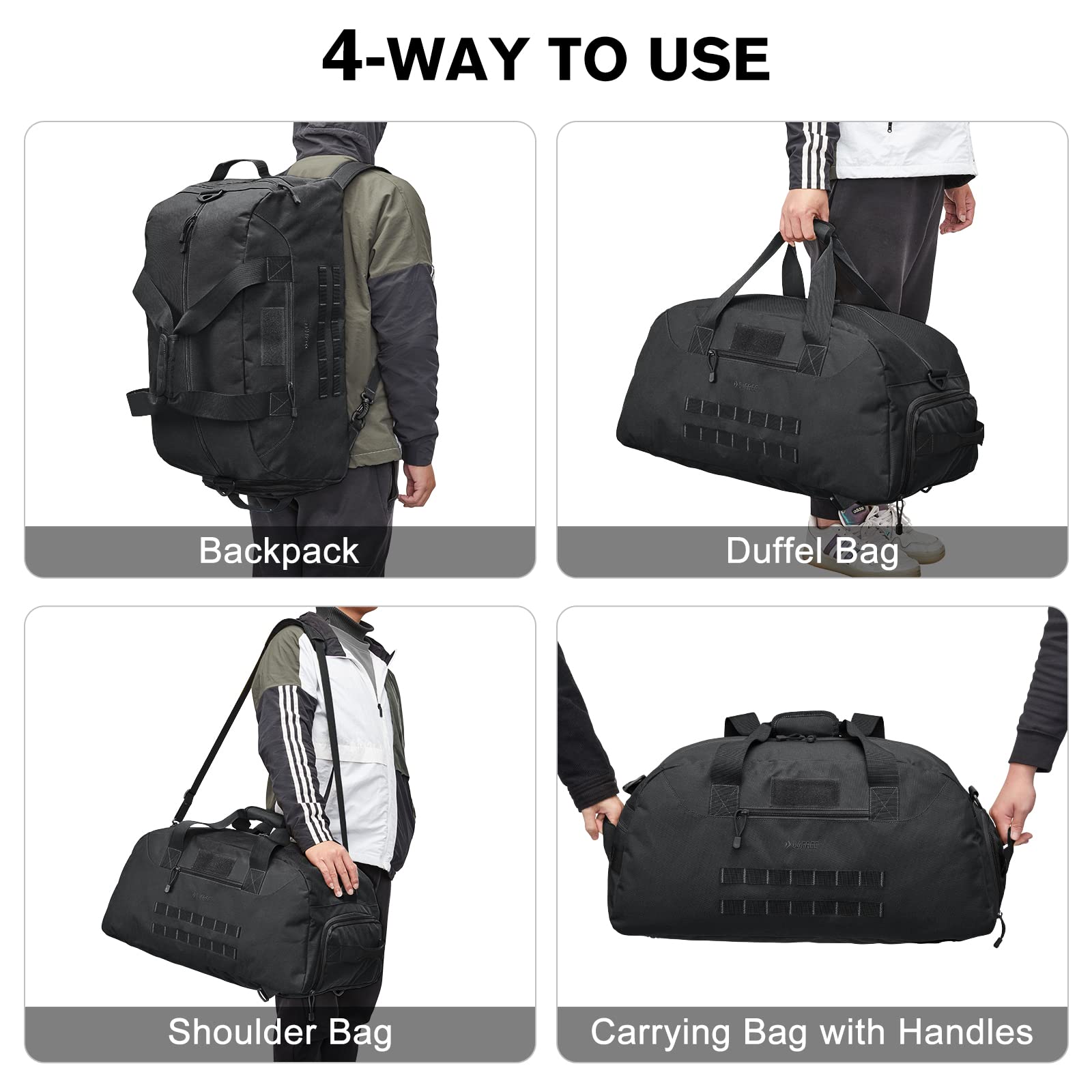 G4Free - G4Free 70L Large Duffle Bag Men Sports Gym Backpack -TN22B146B-TN22B146A