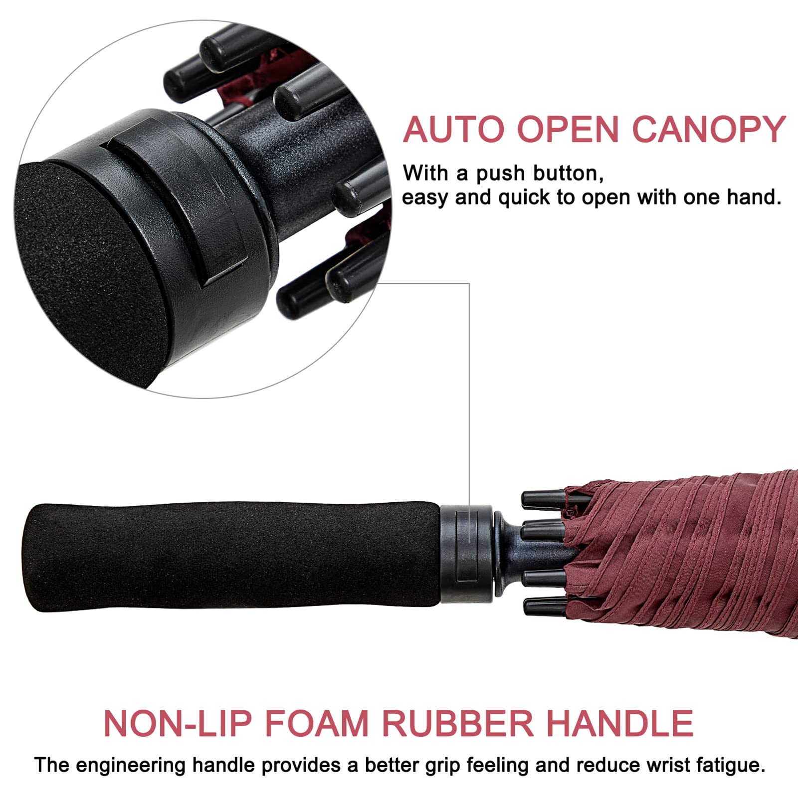 G4Free - G4Free 72 Inch Huge Double Canopy Vented Windproof Stick Umbrellas -D02V716A-D02V716C-D02V716B