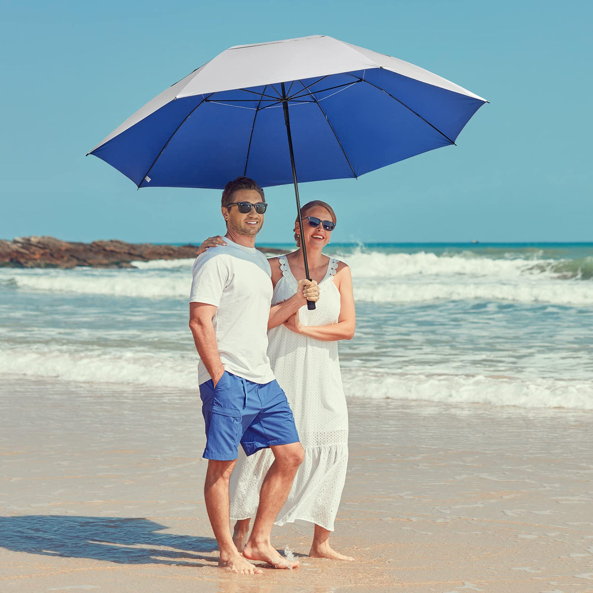 G4Free - G4Free 80 Inch 6.6 Ft Double Canopy Vented Windproof Stick Family Umbrella -TN21A013A-TN21A013B-TN22A160B-TN22A160A-TN22A160C