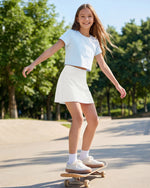 G4Free - G4Free BareFeel High Waisted Tennis Skirt for Girls with Built-in Shorts & Pockets -GF26HG932A001A-S-GF26HG932A001B-M-GF26HG932A001C-L-GF26HG932A001D-XL-GF26HG932A001E-XXL