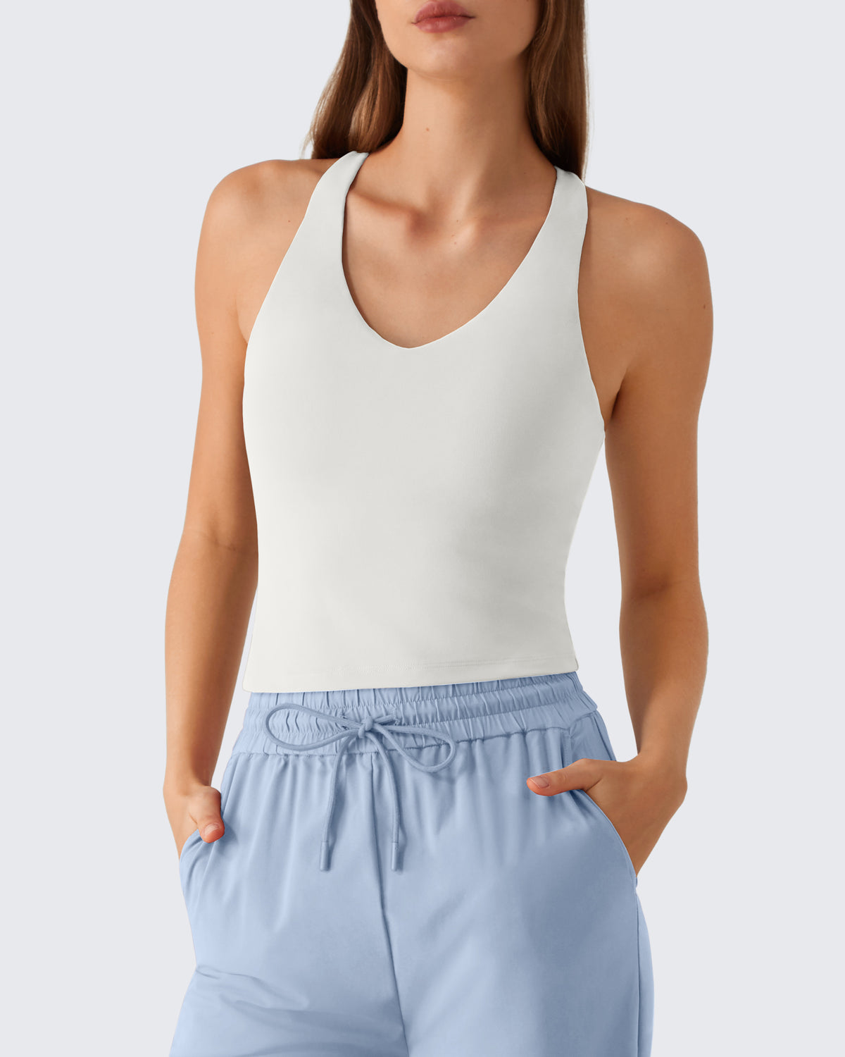 G4Free - G4Free BareFeel Racerback Tank Top with Removable Padded Bra -GF26L896A001A-S-GF26L896A001B-M-GF26L896A001C-L-GF26L896A001D-XL-GF26L896A001E-XXL
