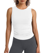 G4Free - G4Free BareFeel Ruched High Neck Yoga Tank Top -GF26L991A001F-XS-GF26L991A001A-S-GF26L991A001B-M-GF26L991A001C-L-GF26L991A001D-XL