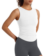 G4Free - G4Free BareFeel Ruched High Neck Yoga Tank Top -GF26L991A001F-XS-GF26L991A001A-S-GF26L991A001B-M-GF26L991A001C-L-GF26L991A001D-XL