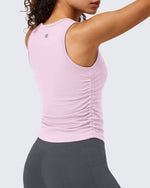 G4Free - G4Free BareFeel Ruched High Neck Yoga Tank Top -GF26L991A001F-XS-GF26L991A001A-S-GF26L991A001B-M-GF26L991A001C-L-GF26L991A001D-XL