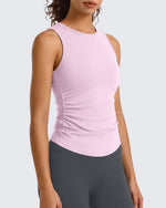 G4Free - G4Free BareFeel Ruched High Neck Yoga Tank Top -GF26L991A001F-XS-GF26L991A001A-S-GF26L991A001B-M-GF26L991A001C-L-GF26L991A001D-XL