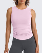 G4Free - G4Free BareFeel Ruched High Neck Yoga Tank Top -GF26L991A001F-XS-GF26L991A001A-S-GF26L991A001B-M-GF26L991A001C-L-GF26L991A001D-XL