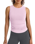 G4Free - G4Free BareFeel Ruched High Neck Yoga Tank Top -GF26L991A001F-XS-GF26L991A001A-S-GF26L991A001B-M-GF26L991A001C-L-GF26L991A001D-XL