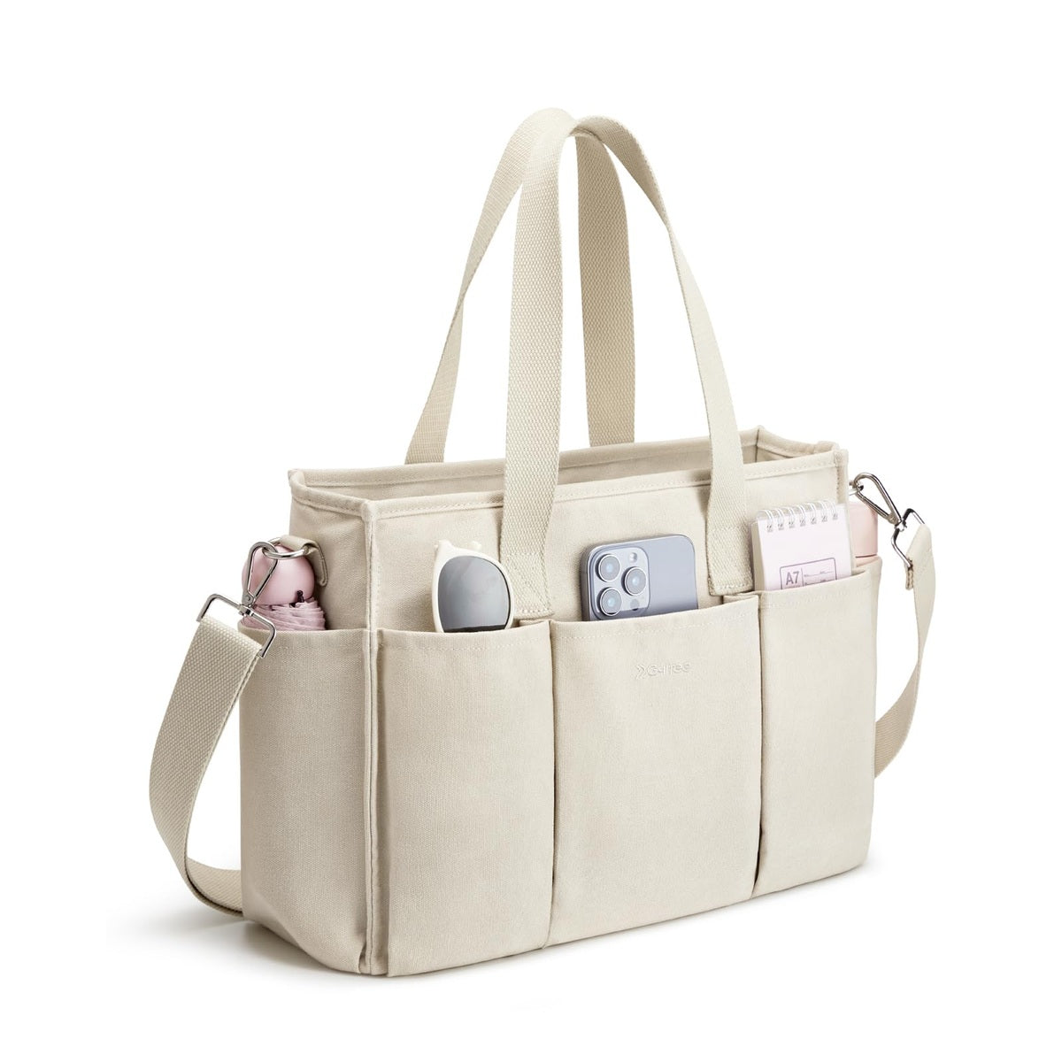 G4Free - G4Free Canvas Tote Bag with Pockets, Medium Size Crossbody Work Tote Bag -TN24B473A-TN24B473B-TN24B473C