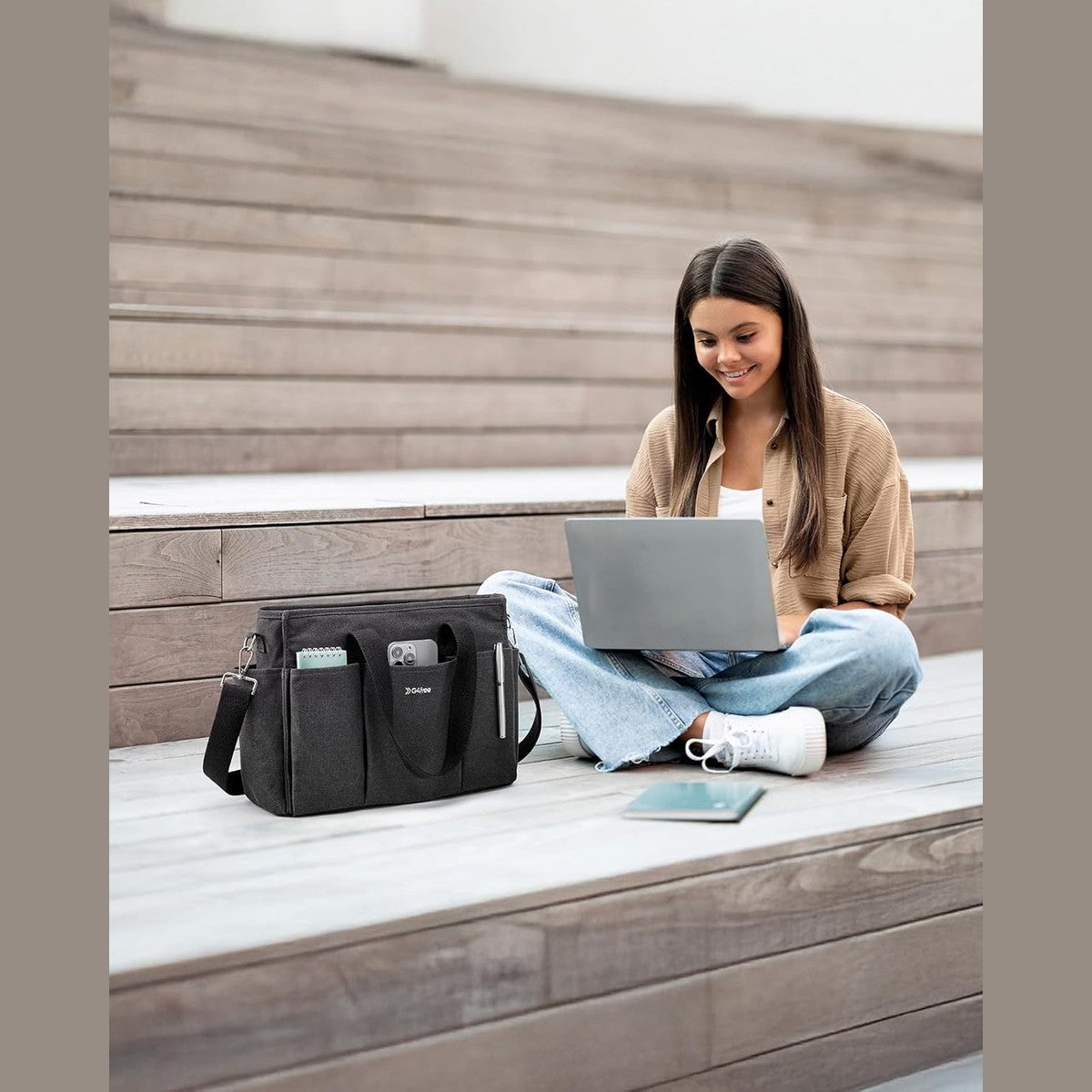 G4Free - G4Free Canvas with Pockets, Medium Size Crossbody Work Tote Bag -TN24B473A-TN24B473B-TN24B473C