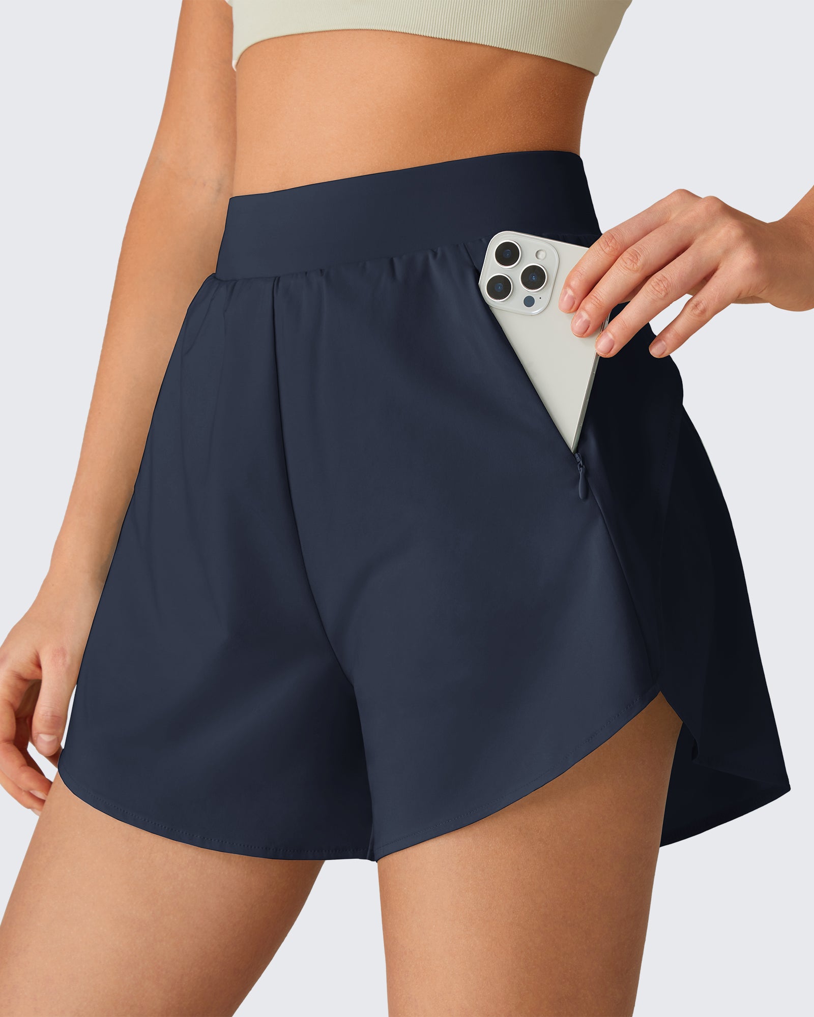 G4Free - G4Free Chillwhisp 2.5" Dolphin Hem Running Shorts with Pockets -GF26E842A001A-S-GF26E842A001B-M-GF26E842A001C-L-GF26E842A001D-XL-GF26E842A001E-XXL