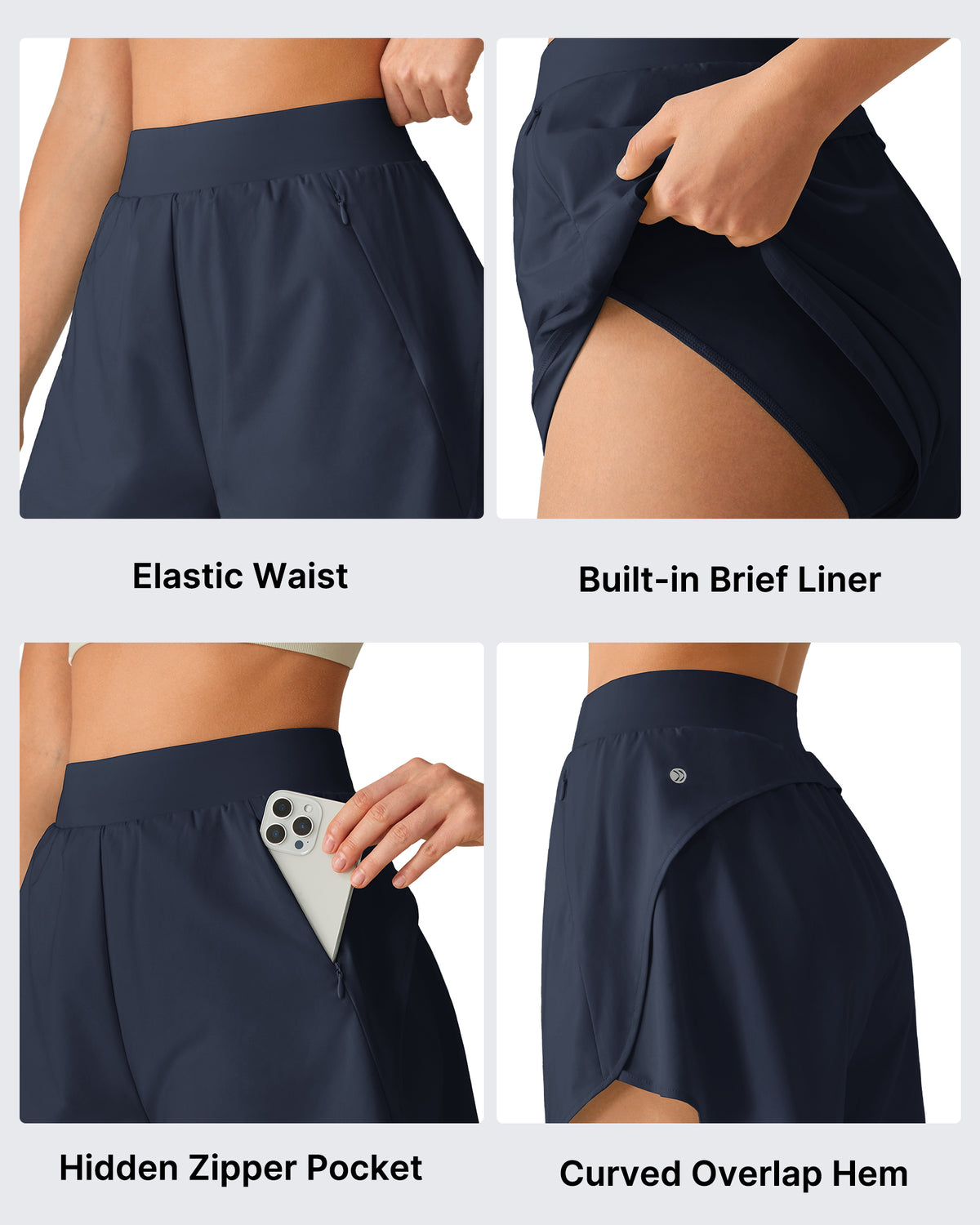 G4Free - G4Free Chillwhisp 2.5" Dolphin Hem Running Shorts with Pockets -GF26E842A001A-S-GF26E842A001B-M-GF26E842A001C-L-GF26E842A001D-XL-GF26E842A001E-XXL