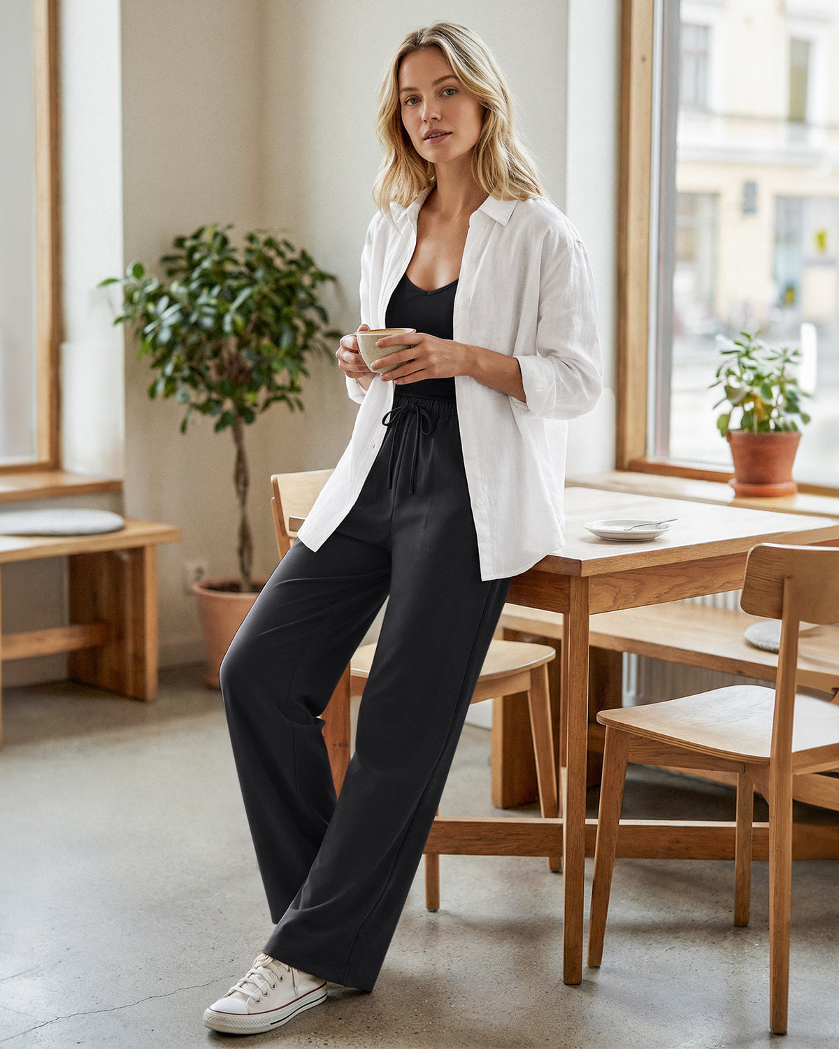 G4Free - G4Free Chillwhisp Drawstring Wide Leg Pants -GF26J874A001A-S