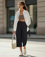 G4Free - G4Free Chillwhisp Lightweight Wide Leg Capris -GF26J900A001A-S-GF26J900A001B-M-GF26J900A001C-L-GF26J900A001D-XL-GF26J900A001E-XXL