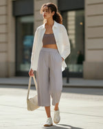 G4Free - G4Free Chillwhisp Lightweight Wide Leg Capris -GF26J900A001A-S-GF26J900A001B-M-GF26J900A001C-L-GF26J900A001D-XL-GF26J900A001E-XXL