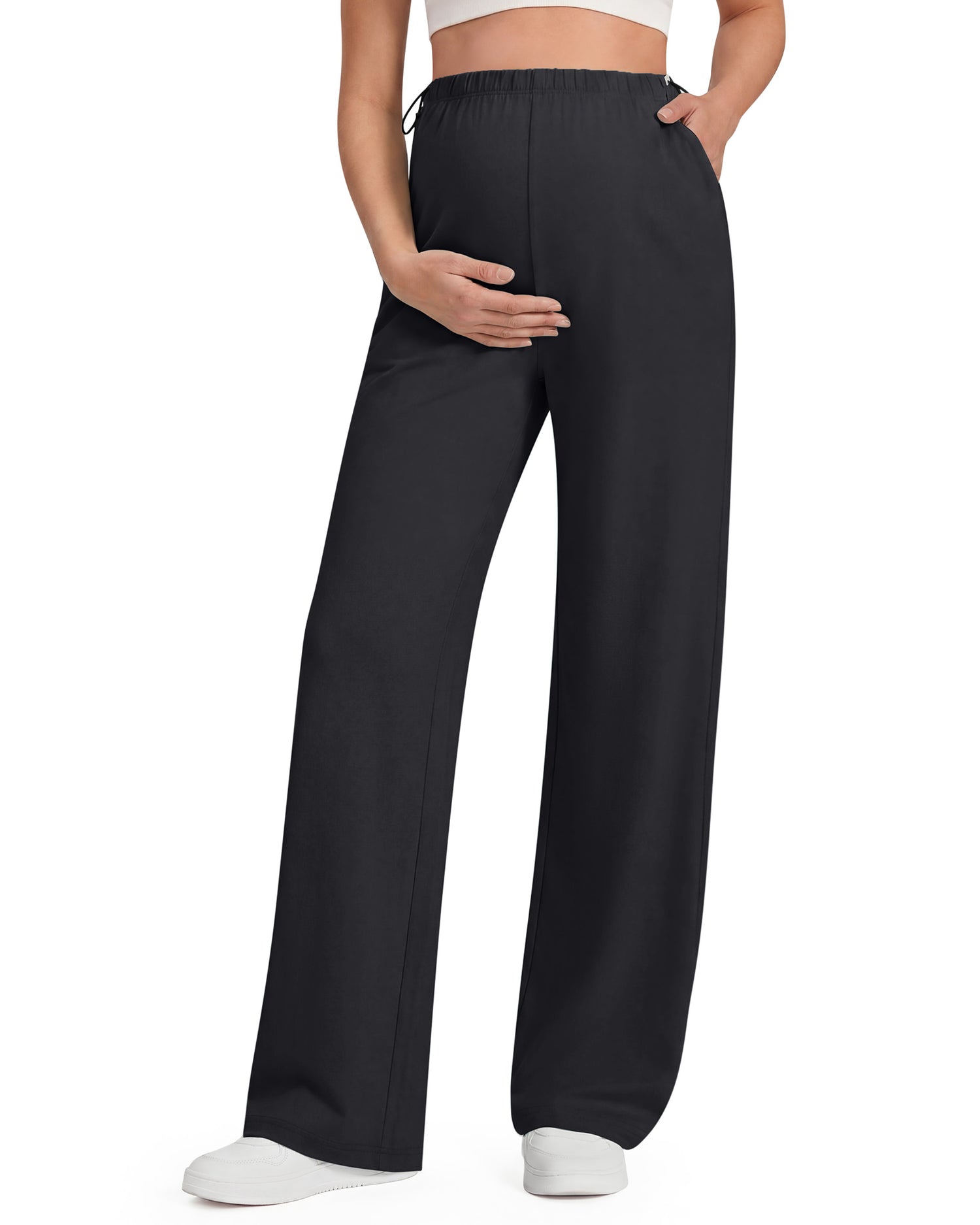 G4Free - G4Free Chillwhisp Maternity Wide Leg Pants – Adjustable Waist -GF26JY1021A001A-S-GF26JY1021A001B-M-GF26JY1021A001C-L-GF26JY1021A001D-XL-GF26JY1021A001E-XXL