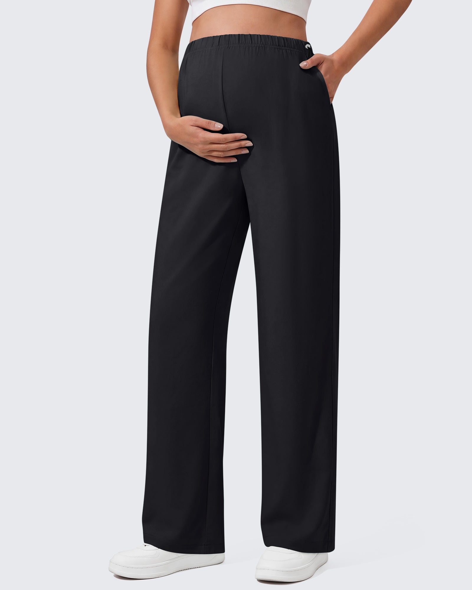 G4Free - G4Free Chillwhisp Maternity Wide Leg Pants – Adjustable Waist -GF26JY1021A001A-S-GF26JY1021A001B-M-GF26JY1021A001C-L-GF26JY1021A001D-XL-GF26JY1021A001E-XXL