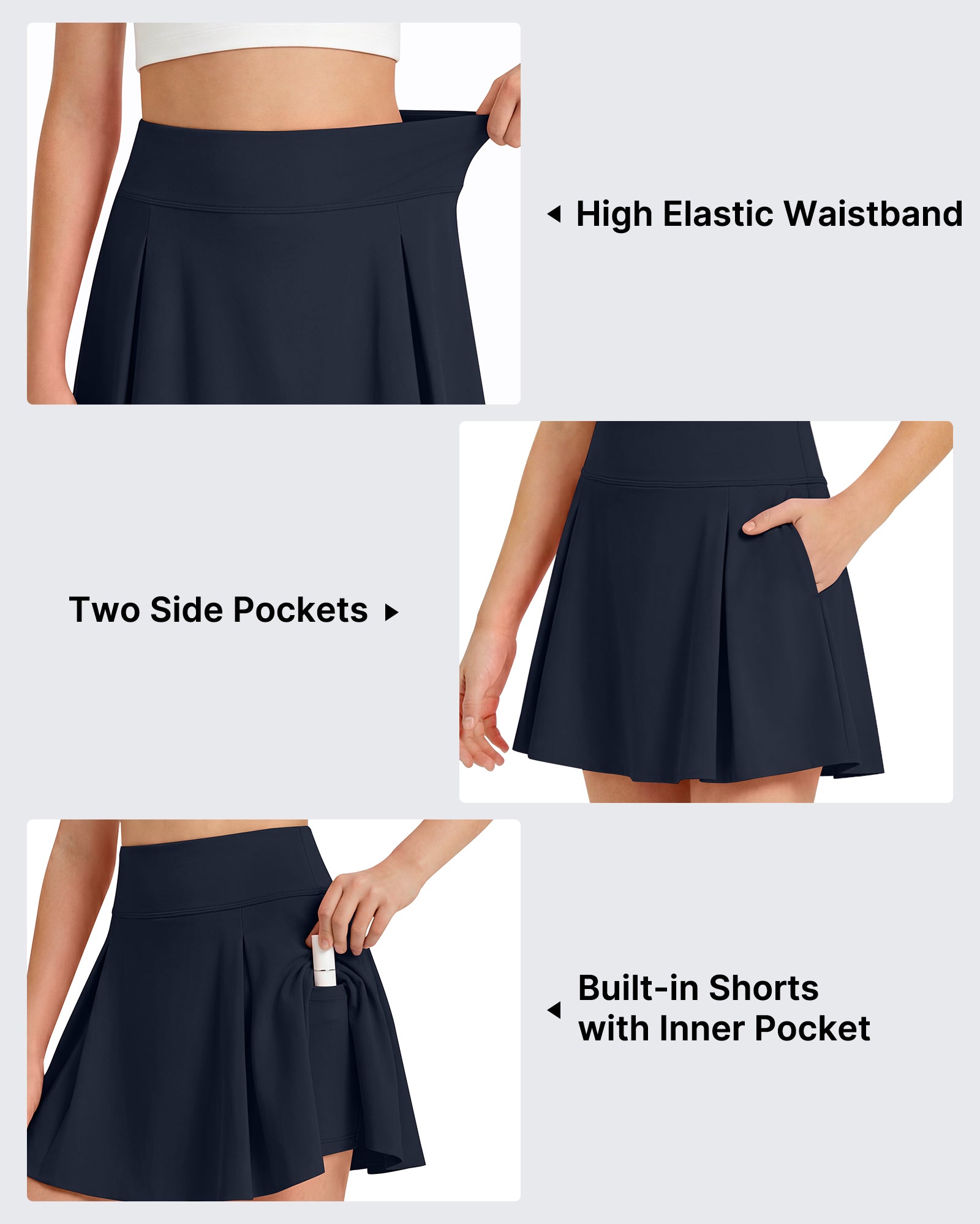 G4Free - G4Free Chillwhisp Pleated Tennis Skirt for Girls – High Waisted Skort with 4 Pockets -GF26HG946A001A-S-GF26HG946A001B-M-GF26HG946A001C-L-GF26HG946A001D-XL-GF26HG946A001E-XXL