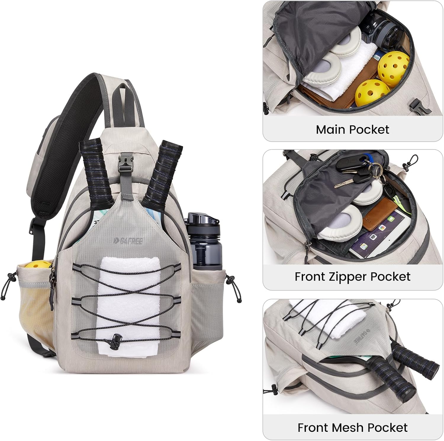 G4Free - G4Free Crossbody Sling Pickleball Paddle Bag -TN23B269D-TN24B387C-TN23B269C-TN23B269E-TN24B387A