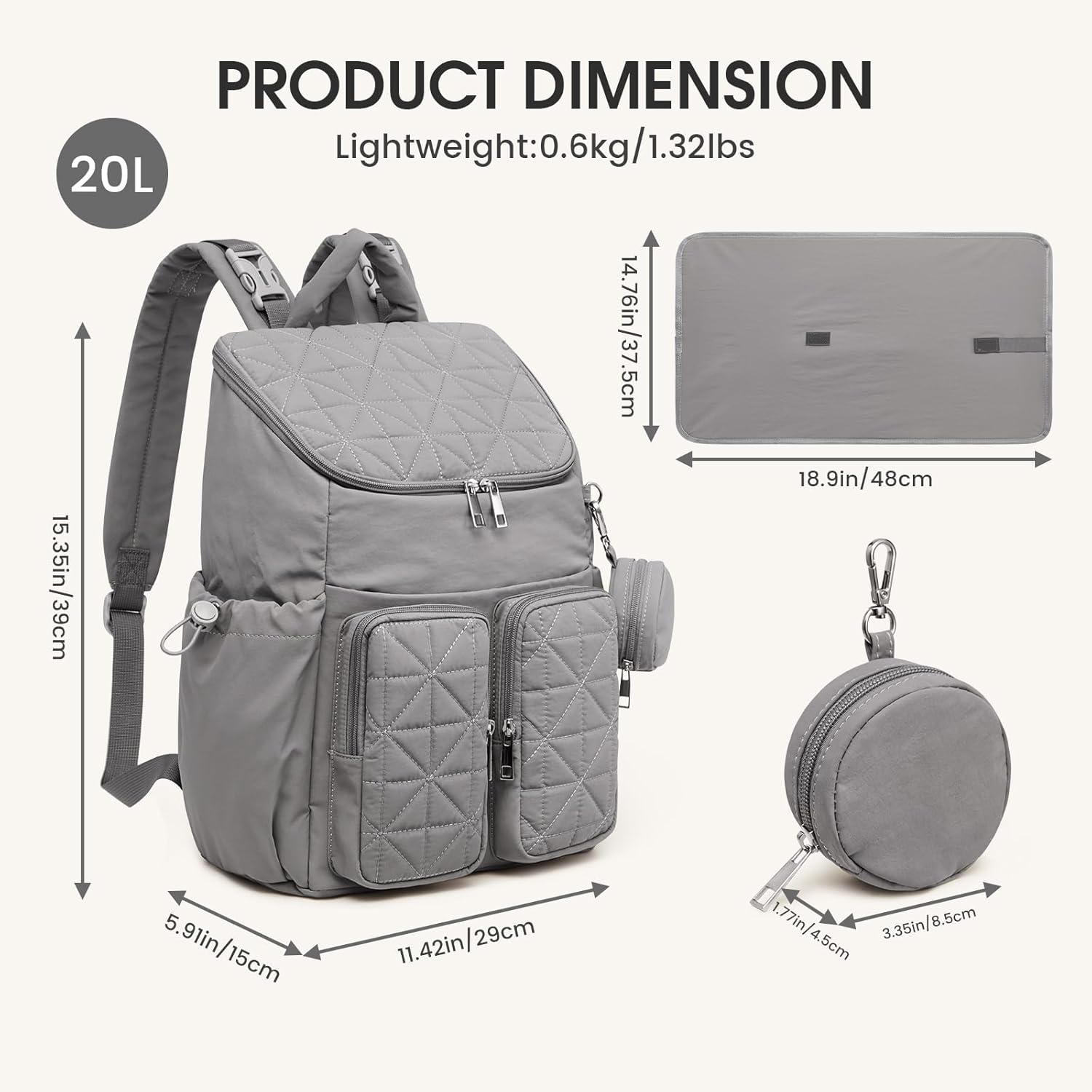 G4Free - G4Free Diaper Bag Backpack with Pacifier Case & Insulated Pockets -TN25B571C-TN25B571B-TN25B571A