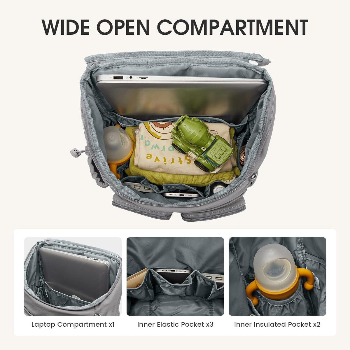 G4Free - G4Free Diaper Bag Backpack with Pacifier Case & Insulated Pockets -TN25B571C-TN25B571B-TN25B571A