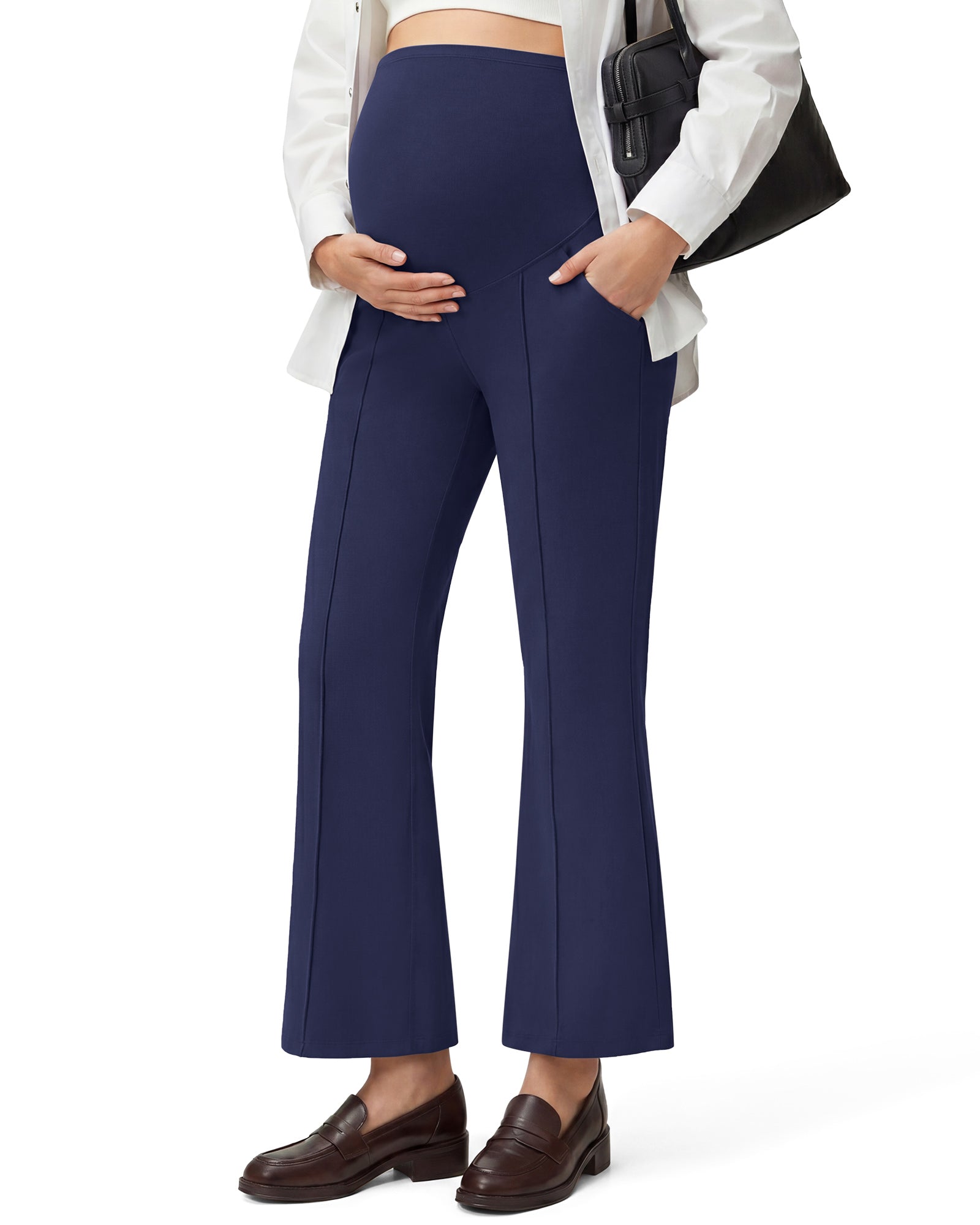 G4Free - G4Free EverGoing Maternity Flare Leggings with Pockets – Over the Belly 25'' -GF26AY1008A001A-S