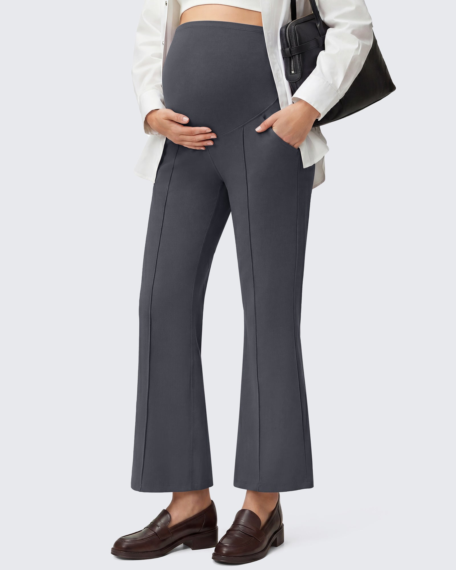 G4Free - G4Free EverGoing Maternity Flare Leggings with Pockets – Over the Belly 25'' -GF26AY1008A001A-S