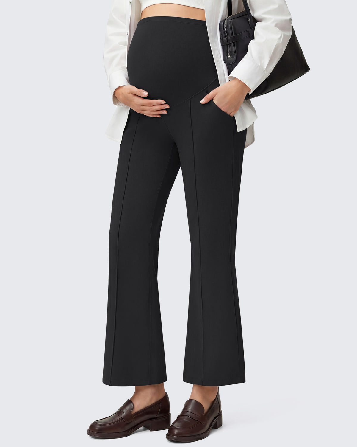 G4Free - G4Free EverGoing Maternity Flare Leggings with Pockets – Over the Belly 25'' -GF26AY1008A001A-S-GF26AY1008A001B-M-GF26AY1008A001C-L-GF26AY1008A001D-XL-GF26AY1008A001E-XXL