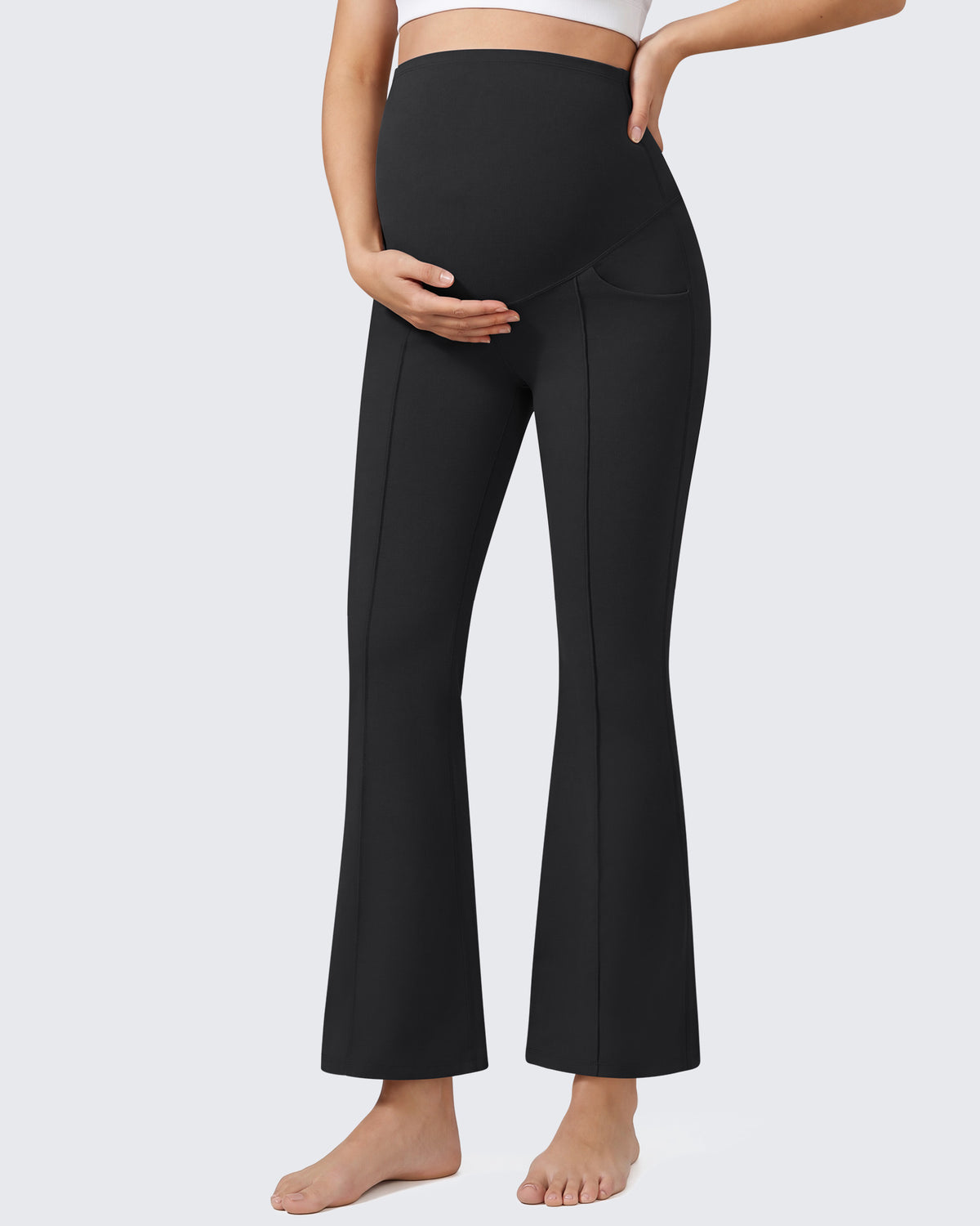 G4Free - G4Free EverGoing Maternity Flare Leggings with Pockets – Over the Belly 25'' -GF26AY1008A001A-S-GF26AY1008A001B-M-GF26AY1008A001C-L-GF26AY1008A001D-XL-GF26AY1008A001E-XXL