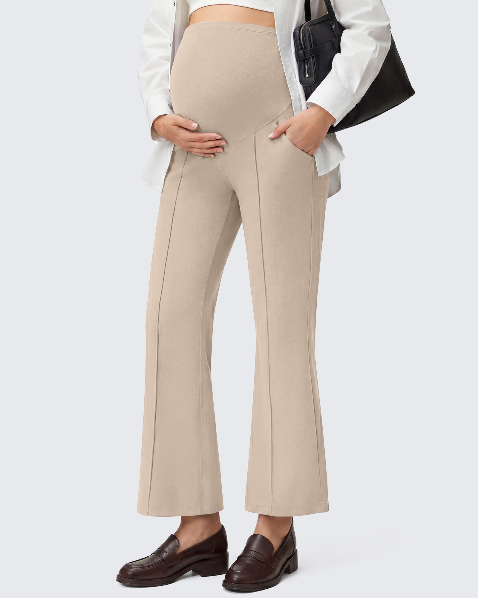 G4Free - G4Free EverGoing Maternity Flare Leggings with Pockets – Over the Belly 25'' -GF26AY1008A001A-S-GF26AY1008A001B-M-GF26AY1008A001C-L-GF26AY1008A001D-XL-GF26AY1008A001E-XXL