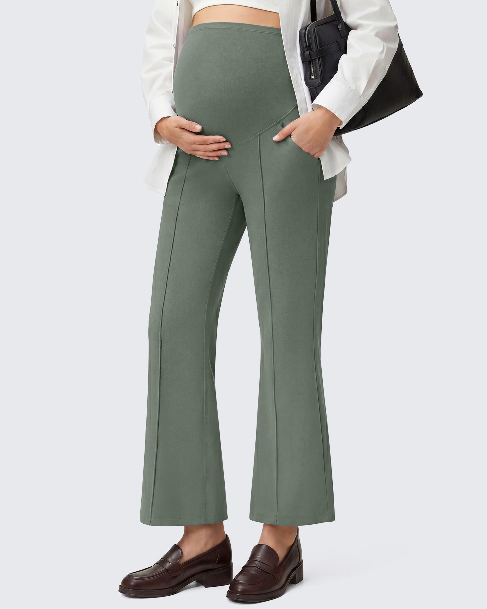 G4Free - G4Free EverGoing Maternity Flare Leggings with Pockets – Over the Belly 25'' -GF26AY1008A001A-S-GF26AY1008A001B-M-GF26AY1008A001C-L-GF26AY1008A001D-XL-GF26AY1008A001E-XXL