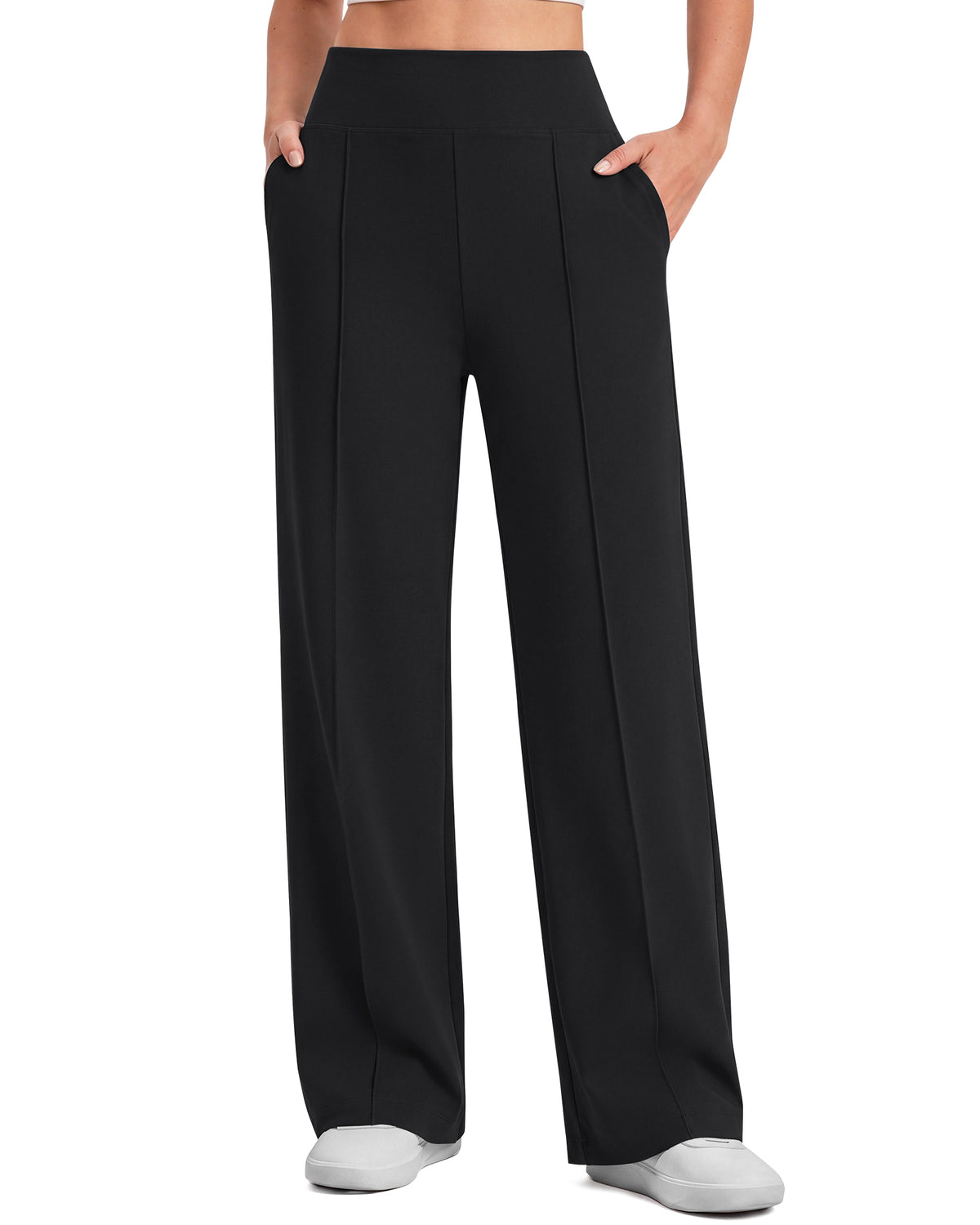 G4Free - G4Free EverGoing Wide Leg Yoga Pants High Waist Front Seam with Pockets -GF26J1005A001A-S-GF26J1005A001B-M-GF26J1005A001C-L-GF26J1005A001D-XL-GF26J1005A001E-XXL