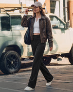 G4Free - G4Free EverGoing Wide Leg Yoga Pants High Waist Front Seam with Pockets -GF26J1005A001A-S-GF26J1005A001B-M-GF26J1005A001C-L-GF26J1005A001D-XL-GF26J1005A001E-XXL