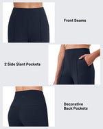 G4Free - G4Free EverGoing Wide Leg Yoga Pants High Waist Front Seam with Pockets -GF26J1005A001A-S-GF26J1005A001B-M-GF26J1005A001C-L-GF26J1005A001D-XL-GF26J1005A001E-XXL