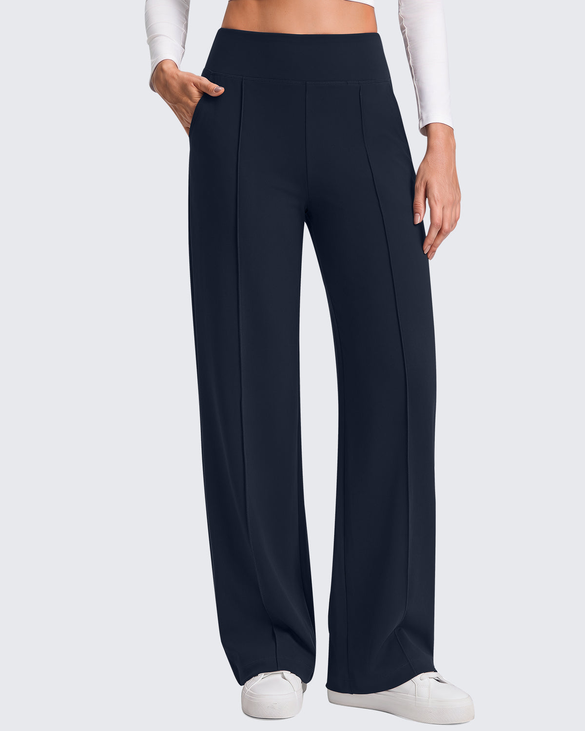G4Free - G4Free EverGoing Wide Leg Yoga Pants High Waist Front Seam with Pockets -GF26J1005A001A-S-GF26J1005A001B-M-GF26J1005A001C-L-GF26J1005A001D-XL-GF26J1005A001E-XXL