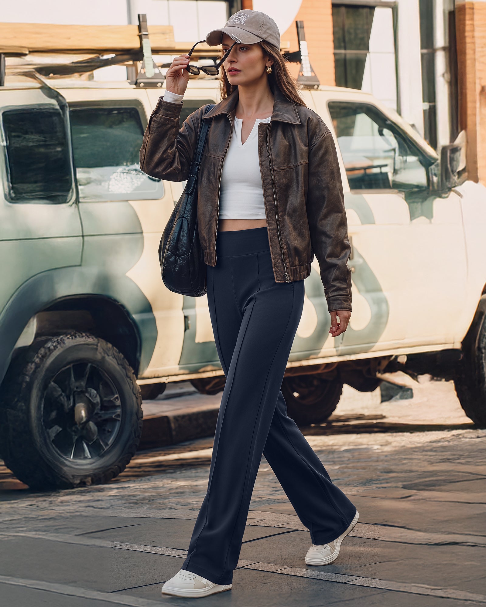 G4Free - G4Free EverGoing Wide Leg Yoga Pants High Waist Front Seam with Pockets -GF26J1005A001A-S-GF26J1005A001B-M-GF26J1005A001C-L-GF26J1005A001D-XL-GF26J1005A001E-XXL