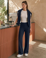 G4Free - G4Free EverGoing Wide Leg Yoga Pants High Waist Front Seam with Pockets -GF26J1005A001A-S-GF26J1005A001B-M-GF26J1005A001C-L-GF26J1005A001D-XL-GF26J1005A001E-XXL