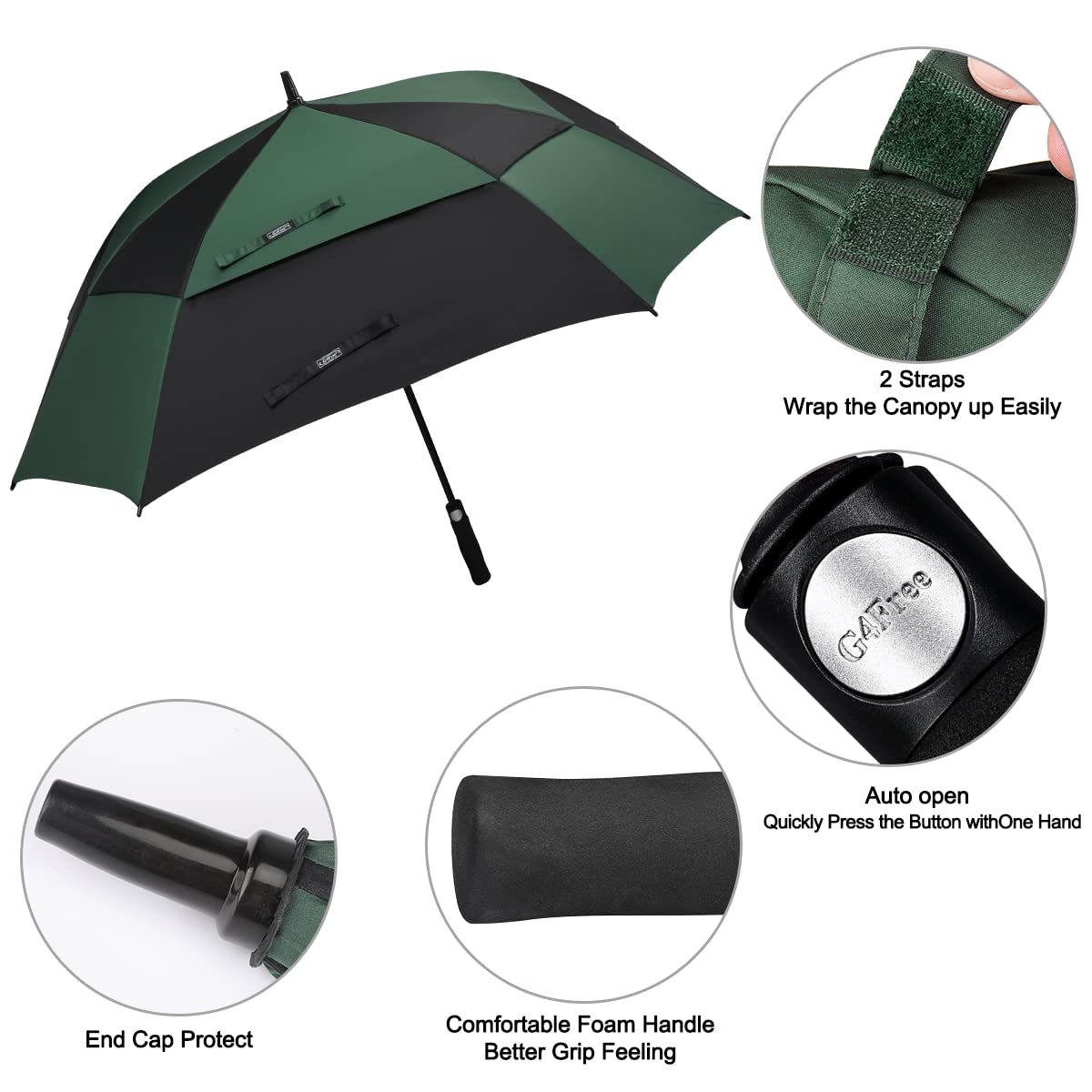 G4Free - G4Free Extra Large Golf Umbrella 62/68 inch Vented Square Umbrella -D02V717A