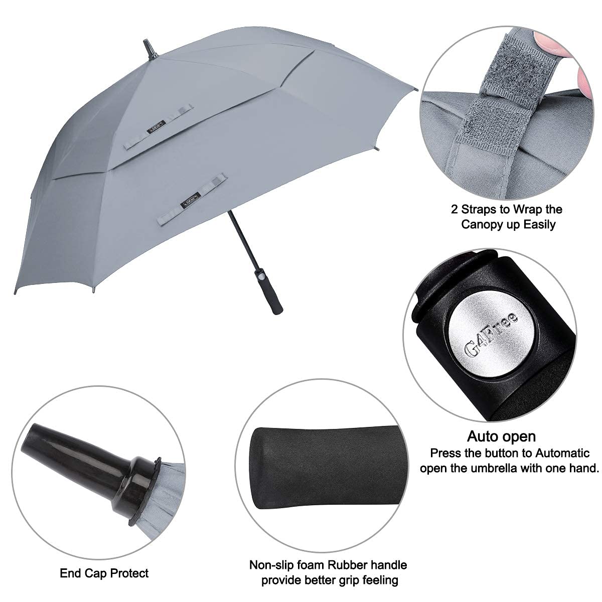 G4Free - G4Free Extra Large Golf Umbrella 62/68 inch Vented Square Umbrella -D02V717A