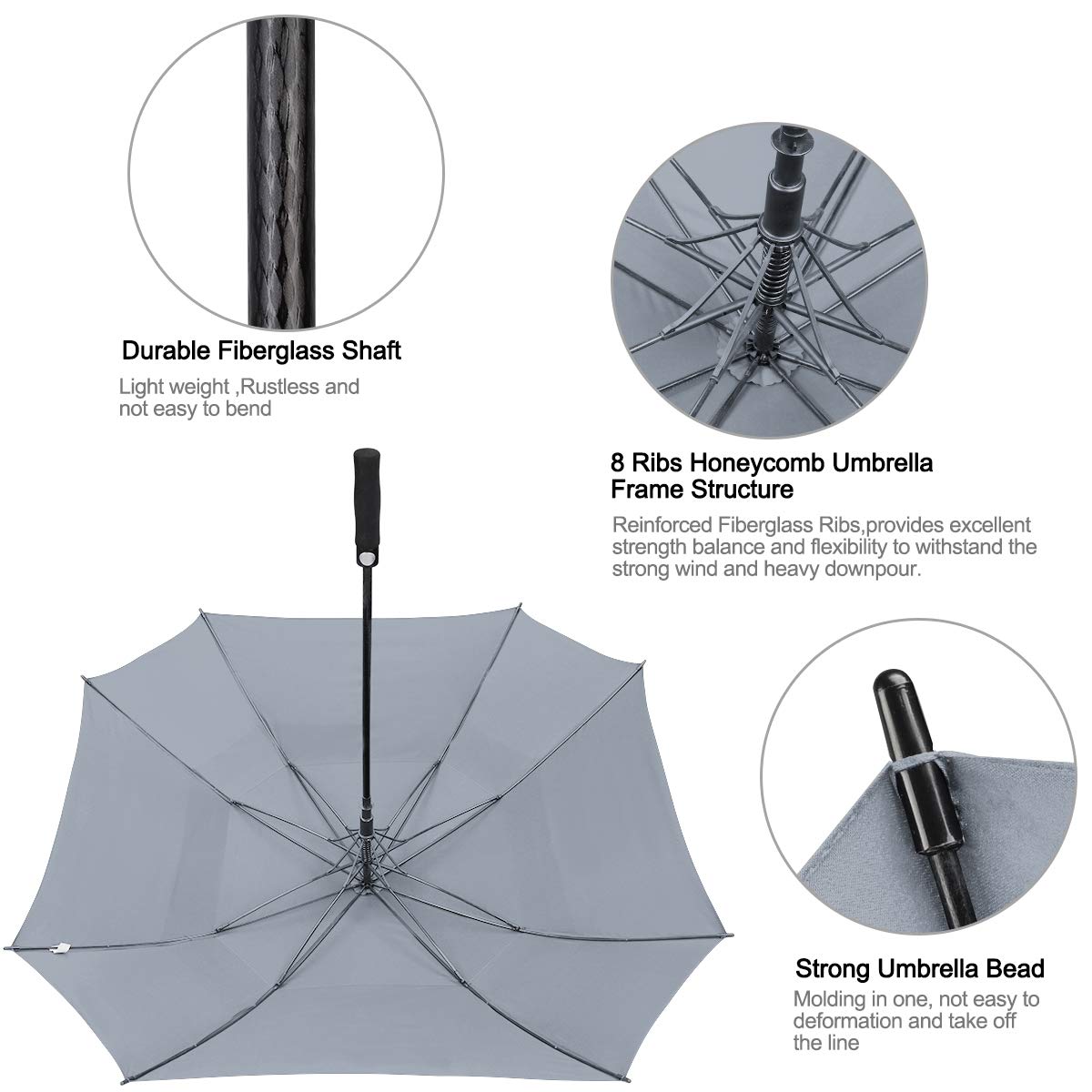 G4Free - G4Free Extra Large Golf Umbrella 62/68 inch Vented Square Umbrella -D02V717A