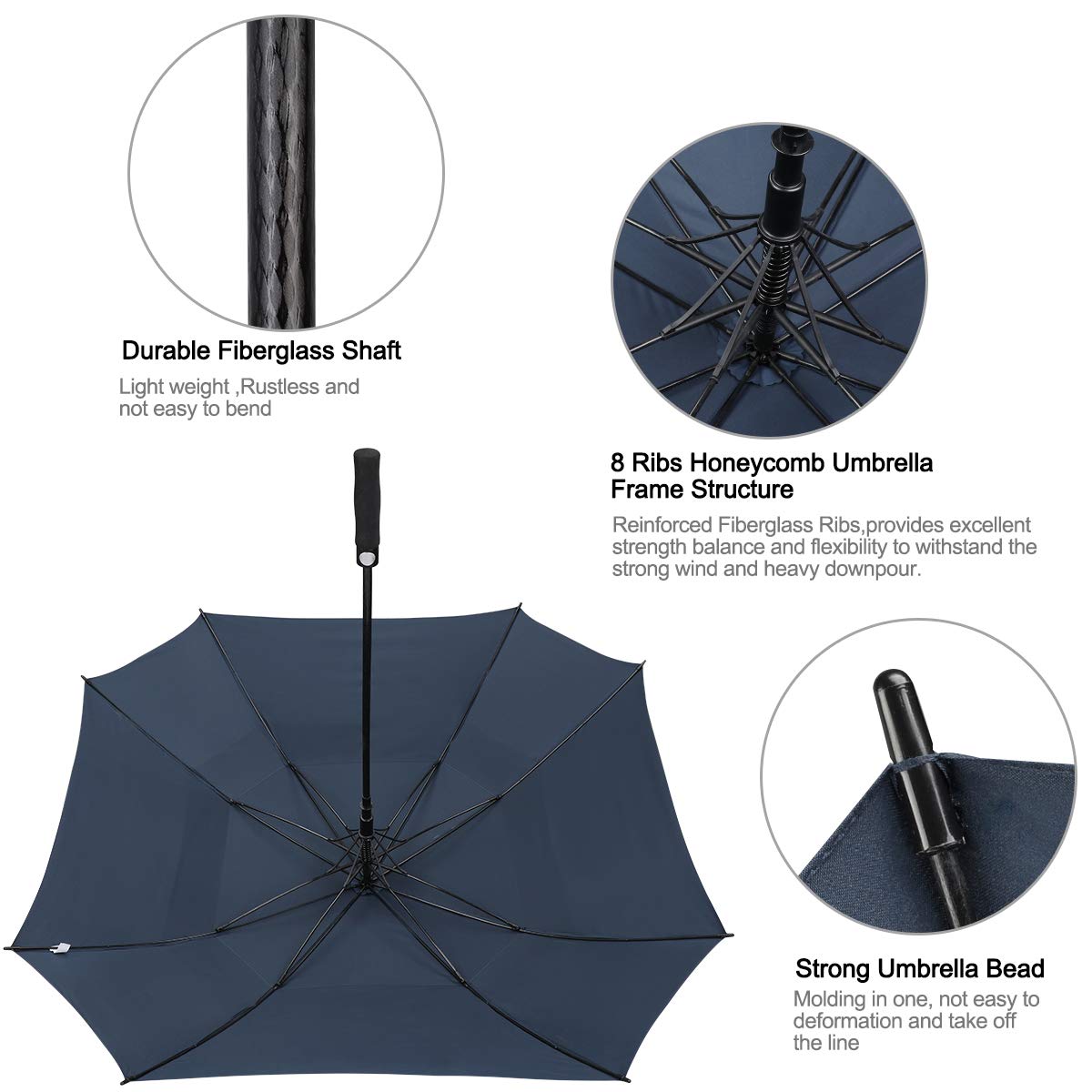 G4Free - G4Free Extra Large Golf Umbrella 62/68 inch Vented Square Umbrella -D02V717A