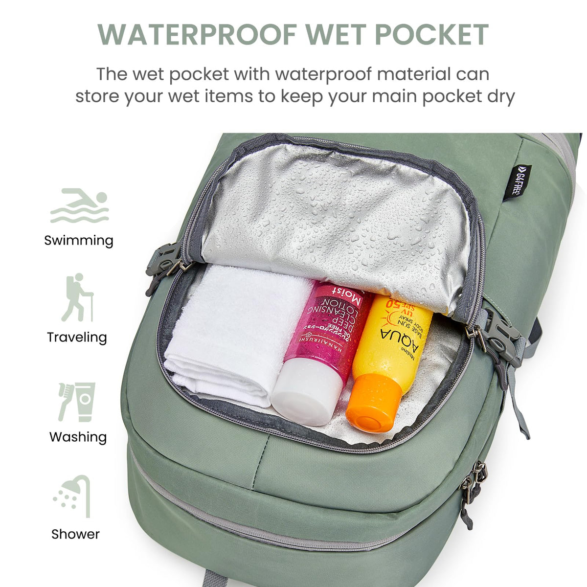 G4Free - G4Free Gym Backpack For Women with Shoes Compartment & Wet Pocket -TN23B238D-TN23B238A-TN23B238B-TN23B238C