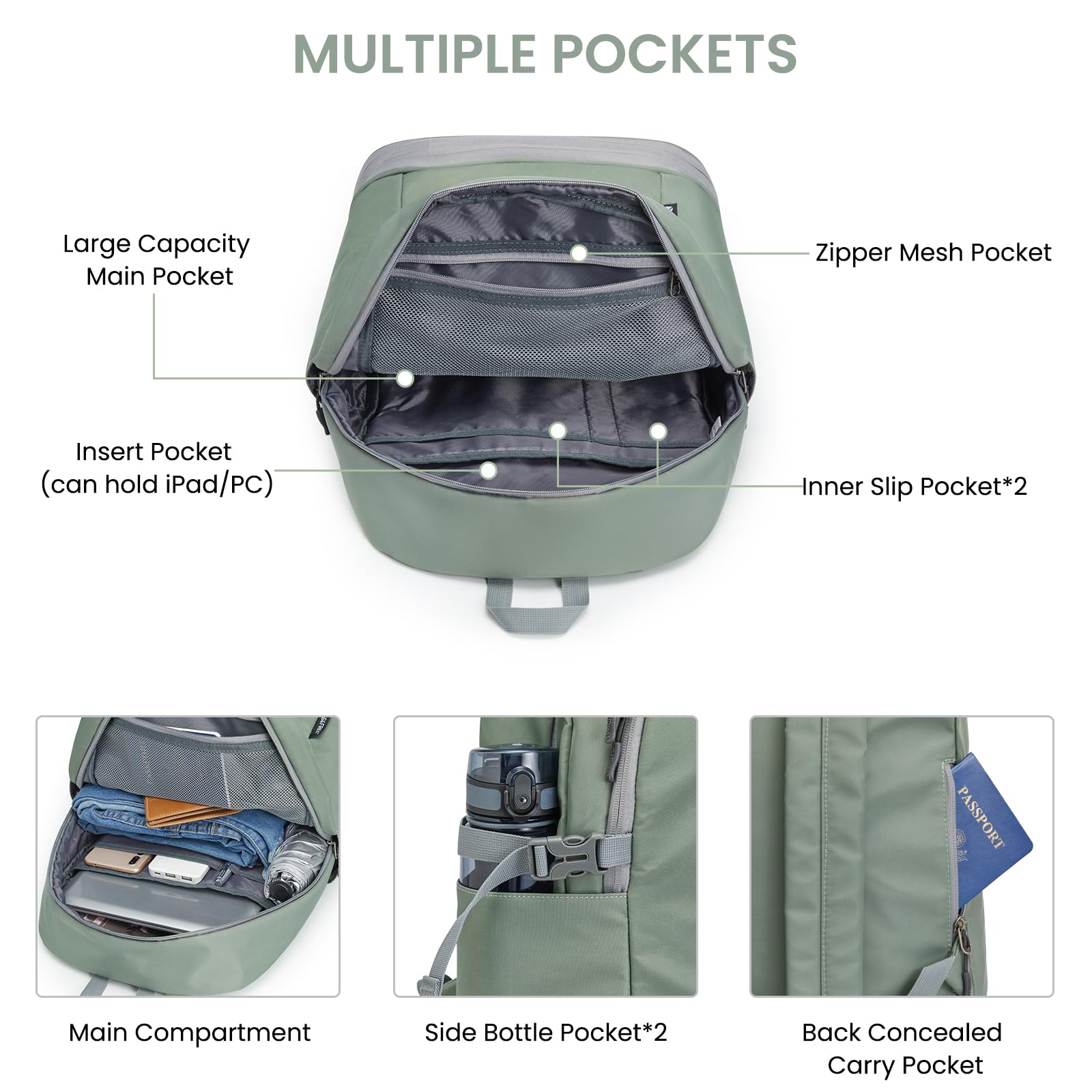 G4Free - G4Free Gym Backpack For Women with Shoes Compartment & Wet Pocket -TN23B238D-TN23B238A-TN23B238B-TN23B238C